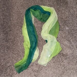 Ombre Light Green Teal Gradient Silk-Like Long Scarf Shawl Sheer Cover Up Swim